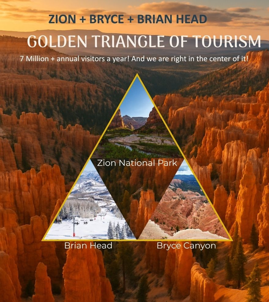 Golden Triangle of Tourism connecting Nebula with Zion, Bryce, and Brian Head